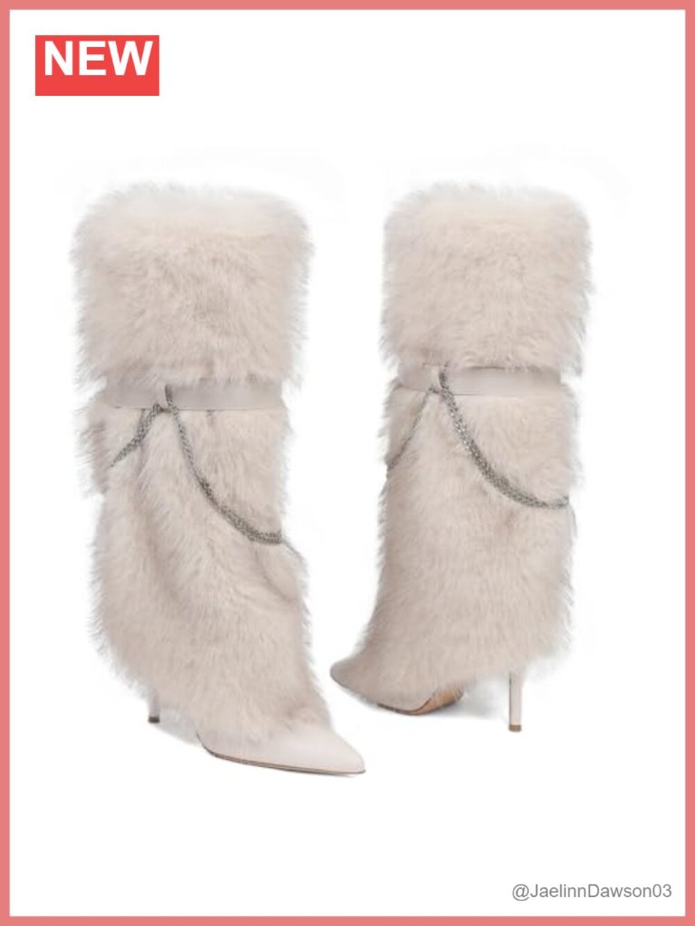 Fur Knee High Boots Women Fold Over Stiletto Heel Pointed Toe Pull-On